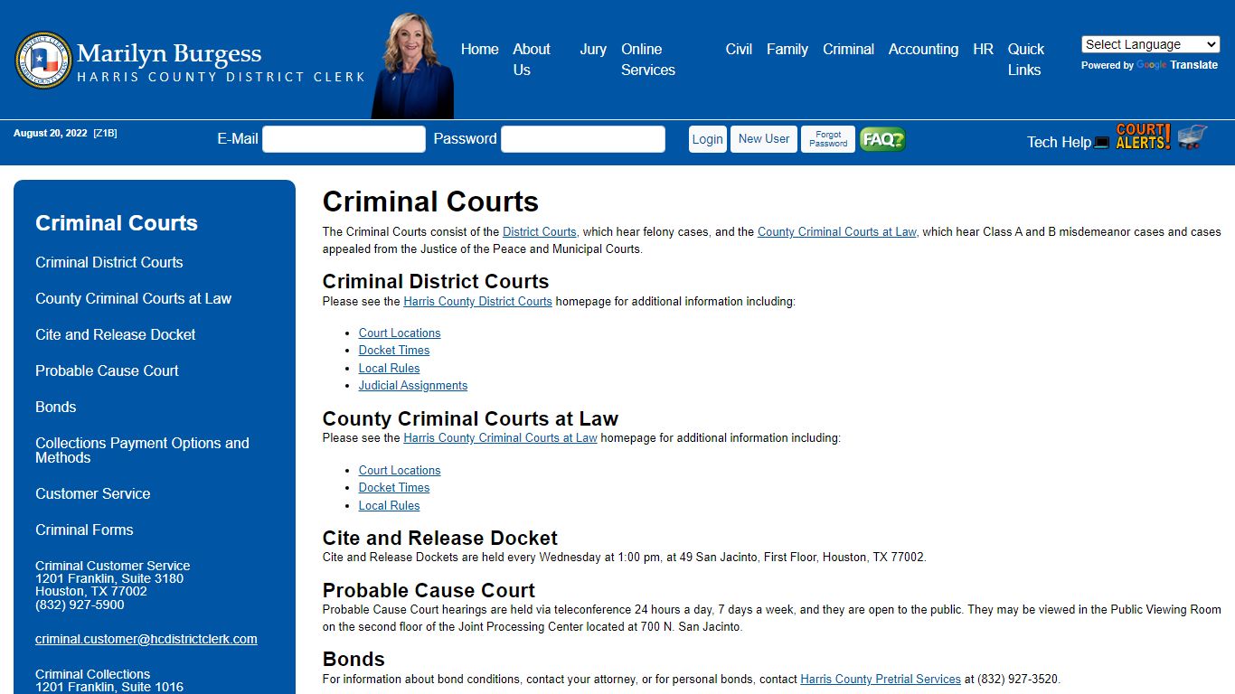 Office of Harris County District Clerk - Marilyn Burgess | Criminal Courts